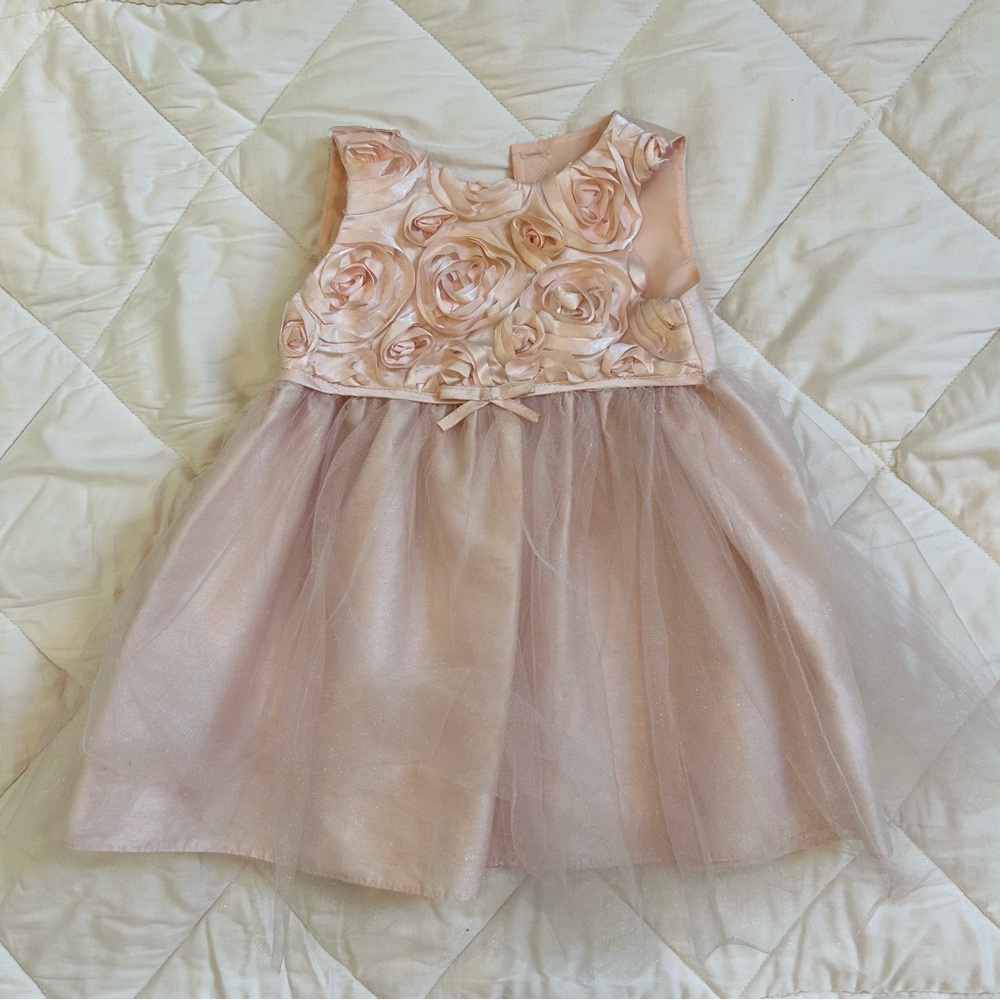 Blush rose flower girl dress with tulle